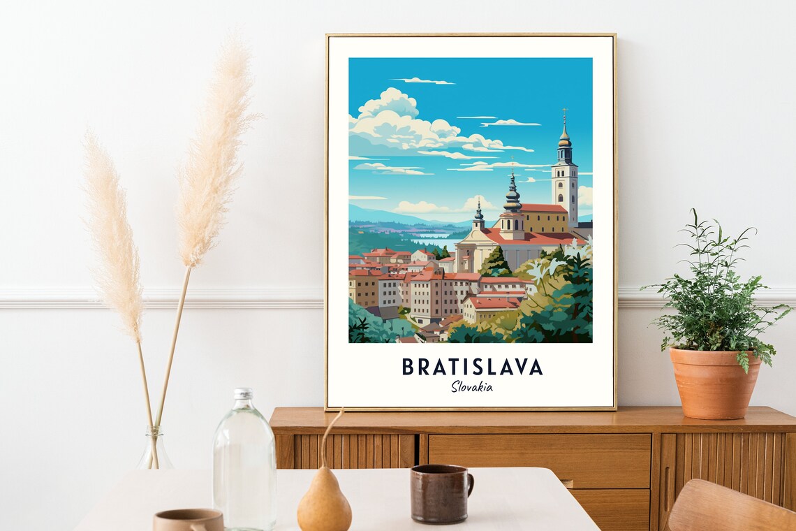 Bratislava Old Town Church Towers Red Roofs Slovakia Travel Poster - Image 2