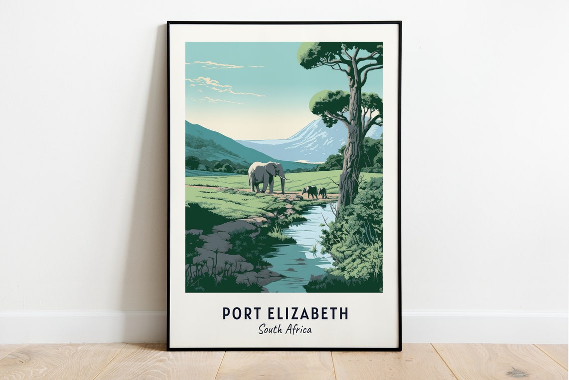 Addo Elephant National Park Travel Print Wall Art Port Elizabeth South Africa City Print Addo Elephant National Park Travel Gift