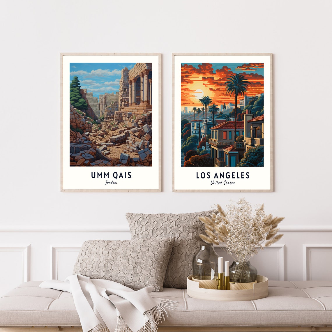 Umm Qais Jordan Ancient Roman Ruins Columns Stone Path Poster - Image 2
