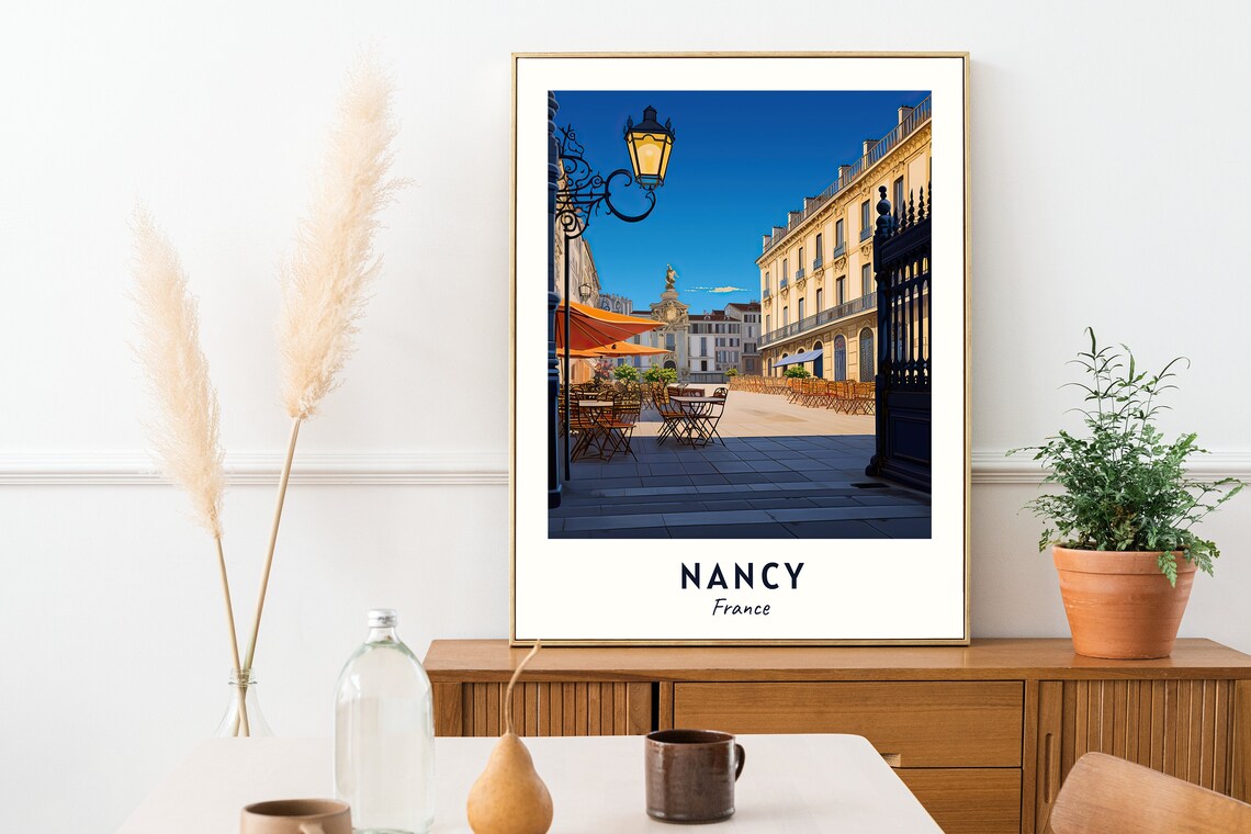 Nancy France Place Stanislas Cafe Terrace Evening Travel Poster - Image 2