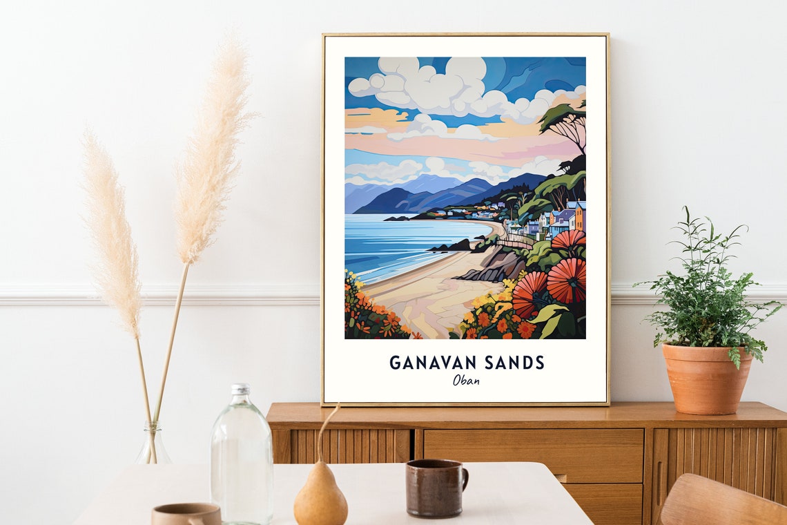 Ganavan Sands Oban Scotland Beach Coastline Wildflower Poster - Image 2