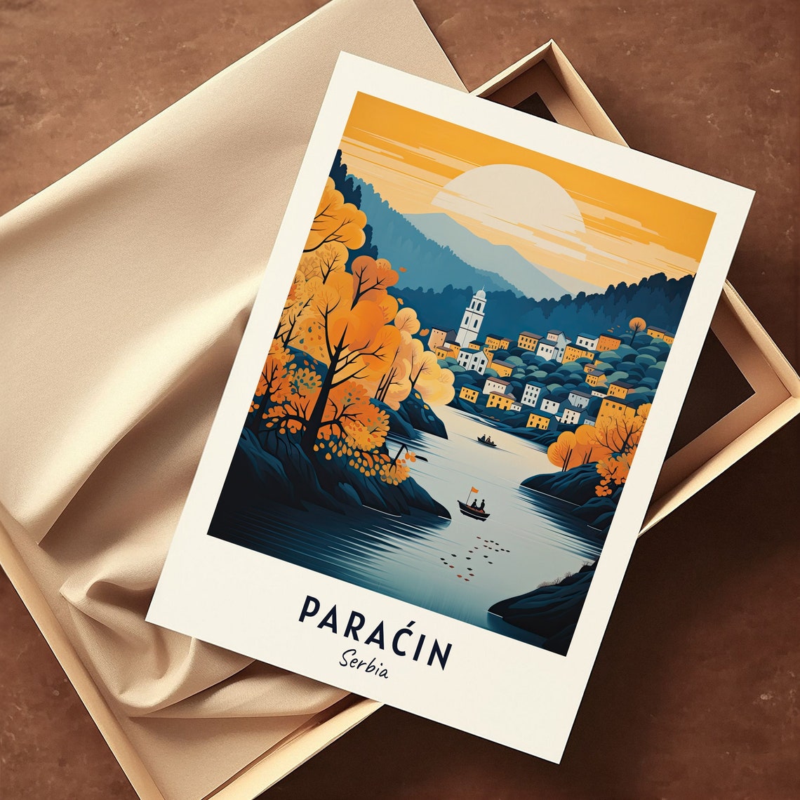 Paracin Serbia River Valley Town Sunset With Church Tower Poster - Image 3