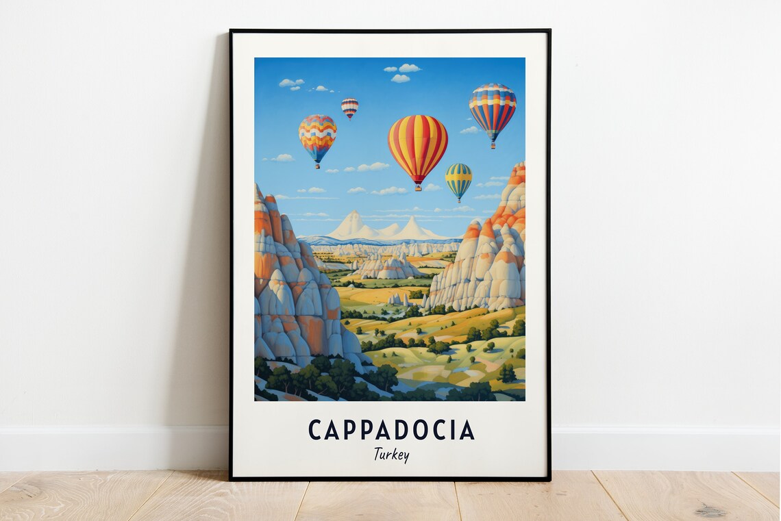Cappadocia Turkey Balloons Fairy Chimney Valley Travel Poster