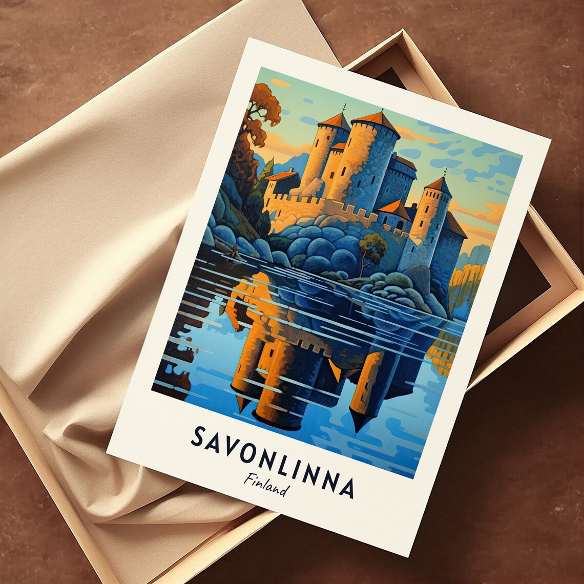Olavinlinna Castle Reflected in Calm Water Savonlinna Finland Poster - Image 3