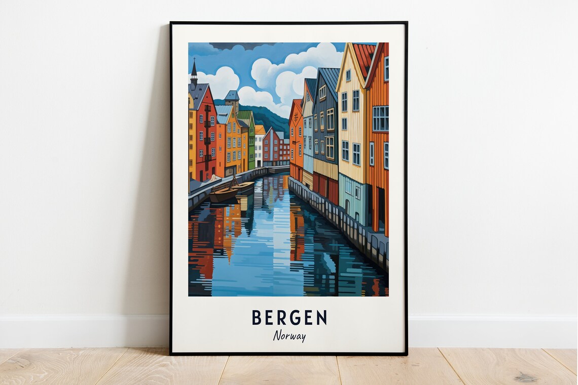 Bryggen Wharf Colorful Hanseatic Houses in Bergen Norway Poster