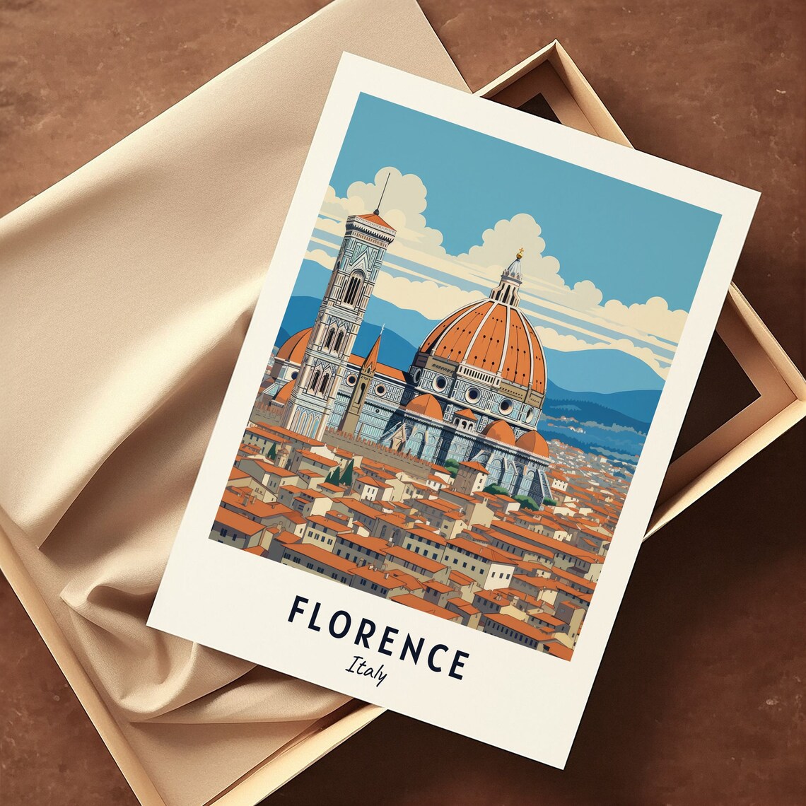 Florence Italy Cathedral Duomo Terracotta Rooftop Skyline Art Poster - Image 3
