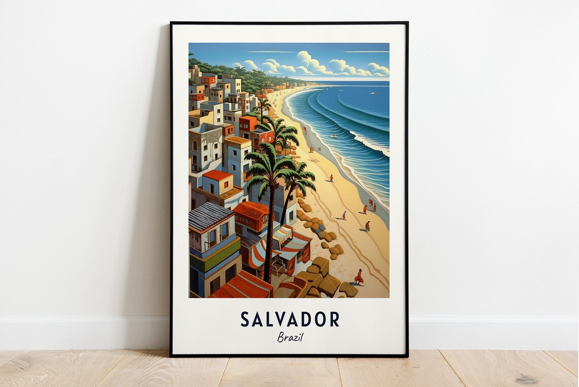 Porto Da Barra Beach Travel Poster, Salvador Brazil