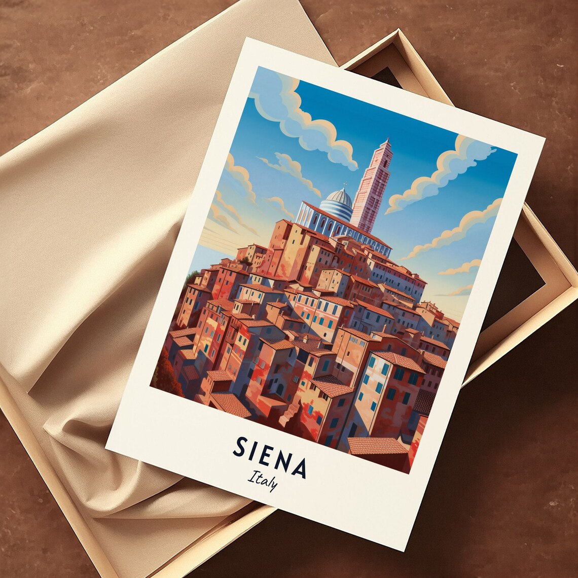 Siena Italy Hilltop Cathedral Terracotta Roofs Travel Poster - Image 3
