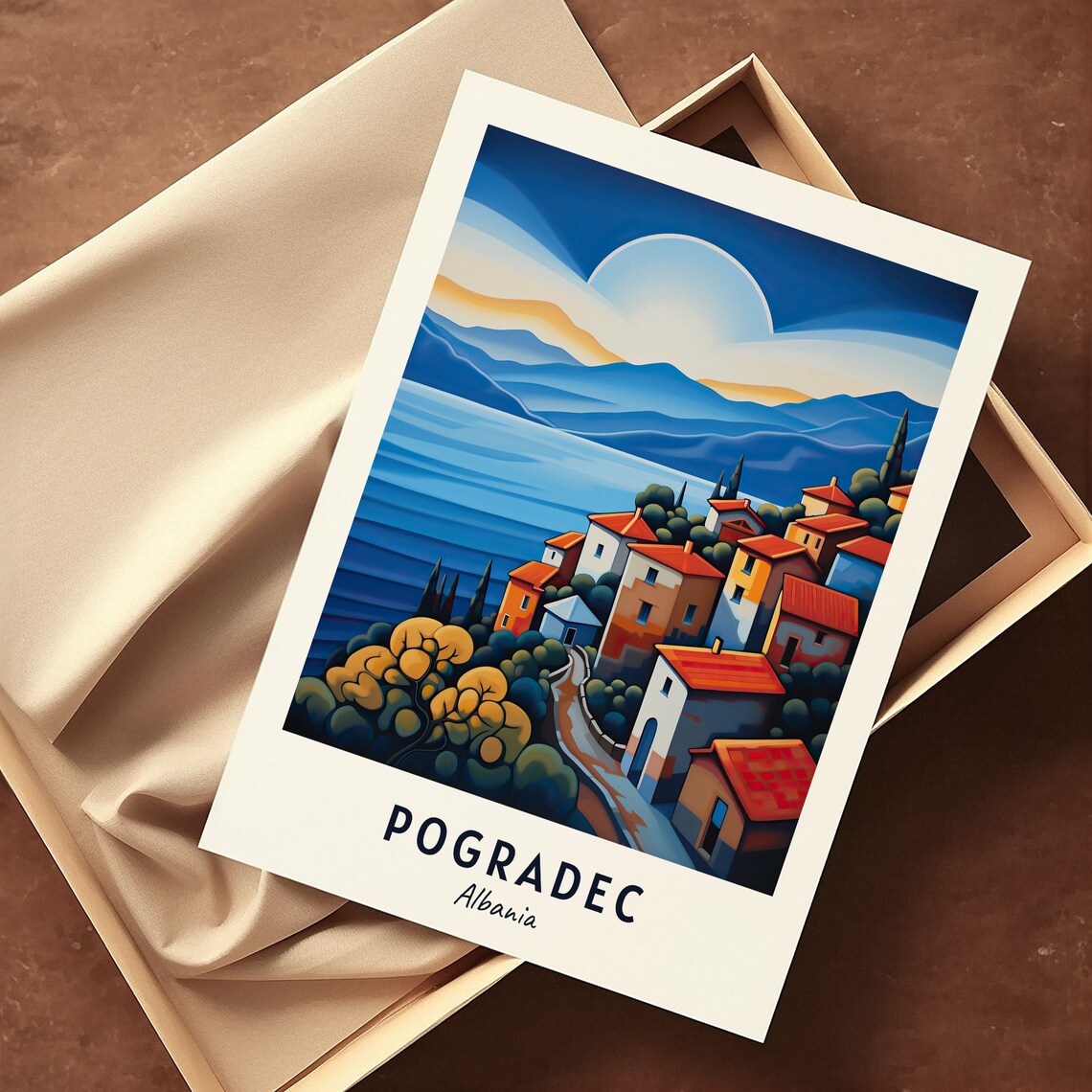 Pogradec Travel Print Wall Art Pogradec Albania City Print Pogradec Travel Gift Pogradec City Poster Travel Gift - Image 3