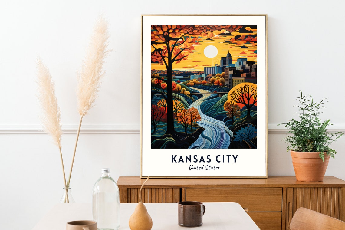 Kansas City United States Travel Print Wall Art Kansas City United States City Print Kansas City United States Travel Gift Wall Art - Image 2