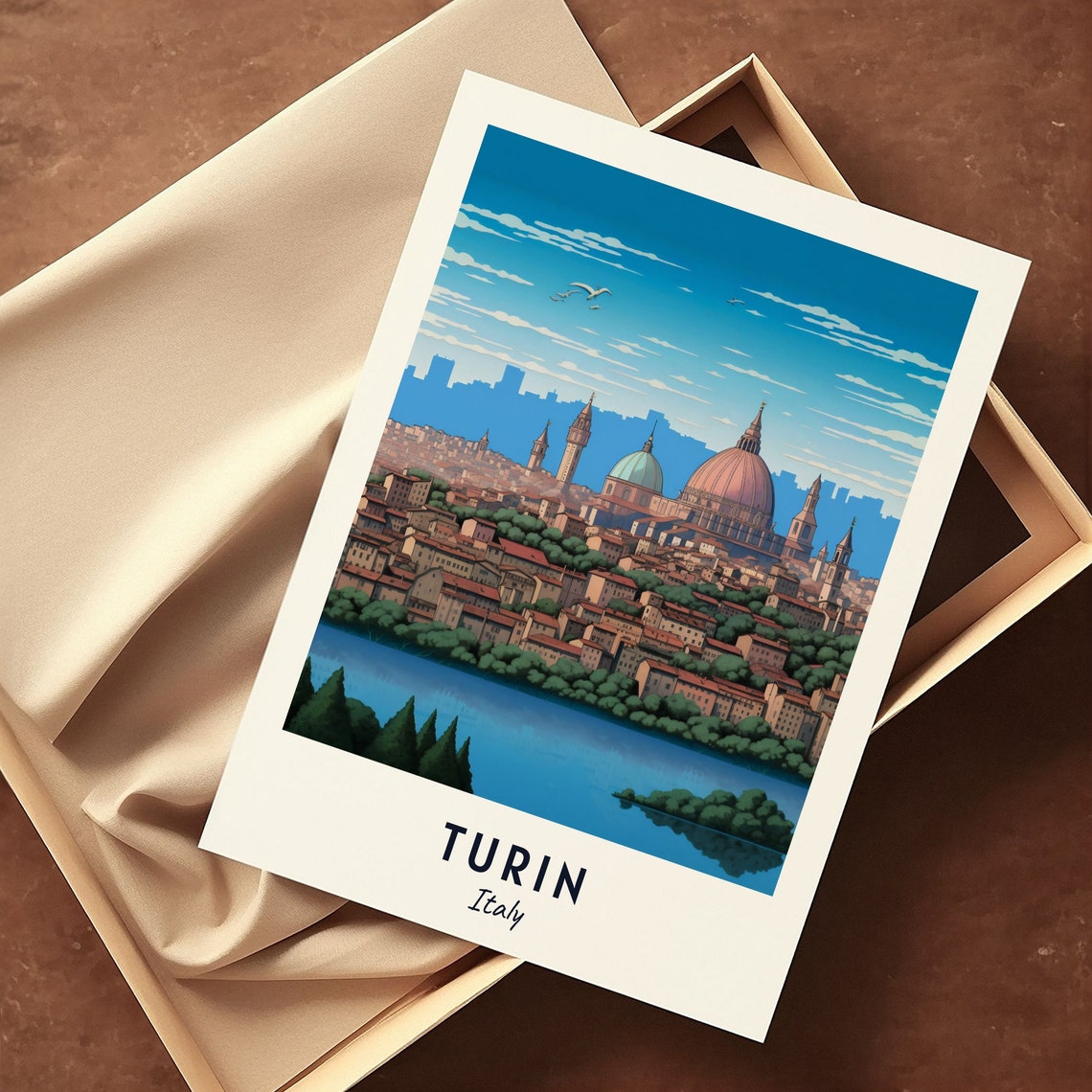 Turin Italy Skyline River View Domes Vintage Travel Poster Home Decor - Image 3