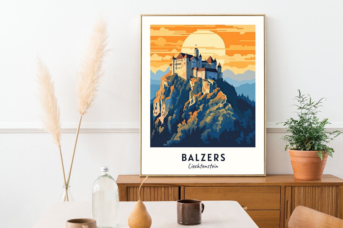 Balzers Liechtenstein Gutenberg Castle On A Rocky Crag Sunset Poster - Image 2