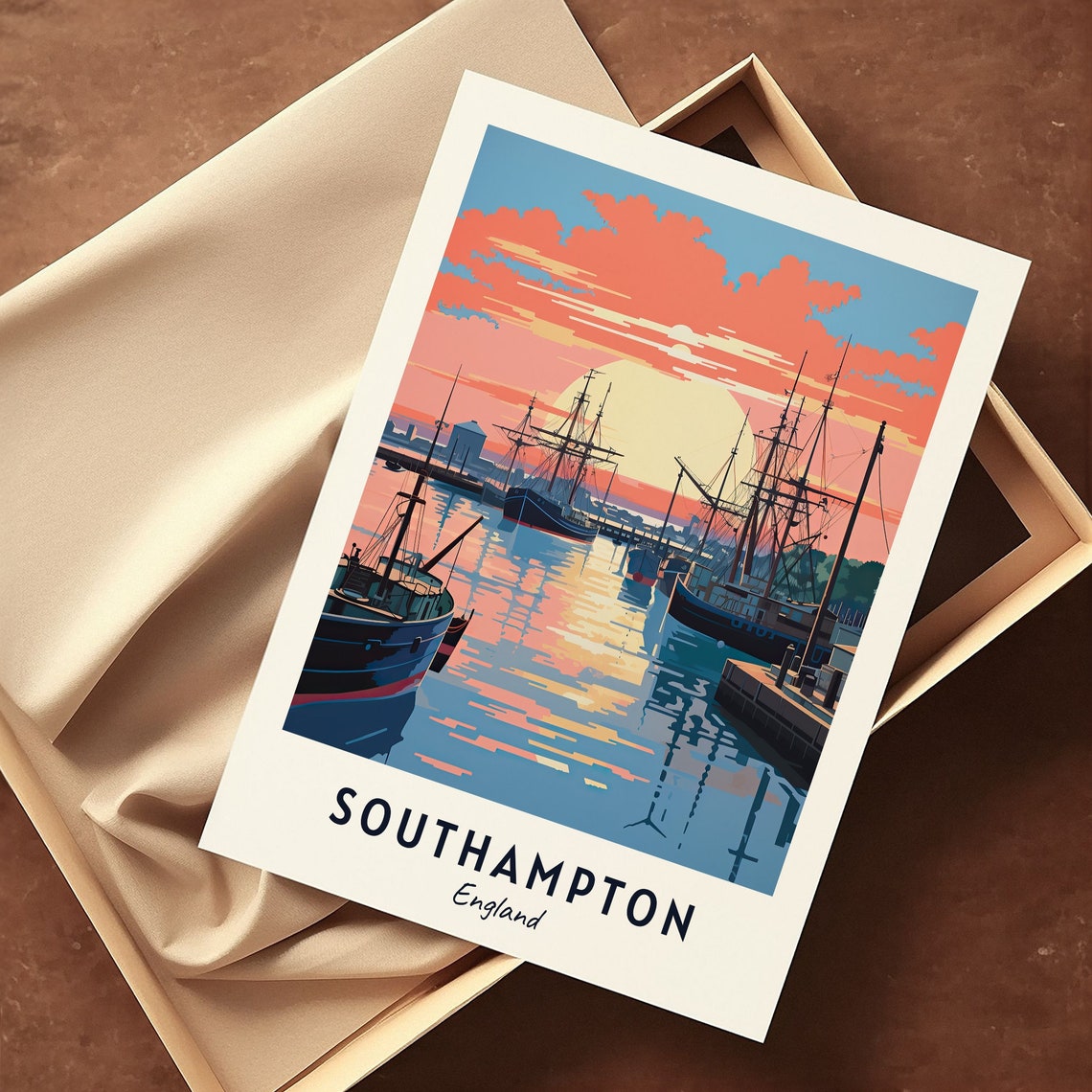 Southampton England Historic Ships Harbor Vintage Travel Poster - Image 3