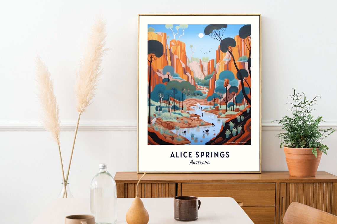 Alice Springs Australia Red Canyon Gorge River Travel Poster - Image 2