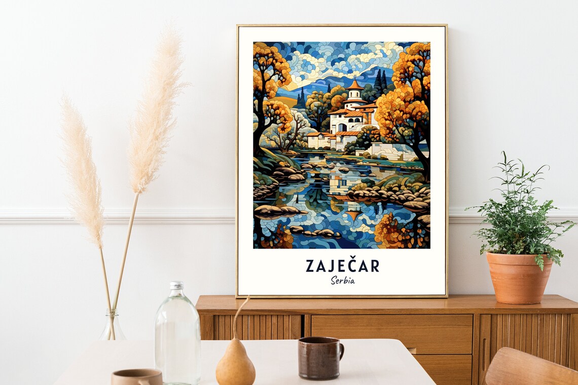 Zajecar Historic Riverside Tower in Autumn Serbia Travel Poster - Image 2