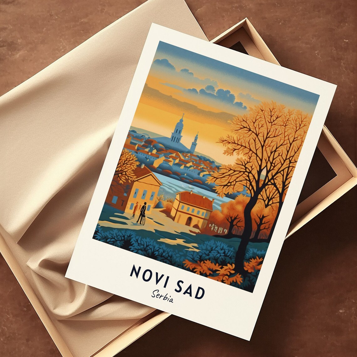 Novi Sad Serbia Riverside Fortress Autumn Sunset Hills Travel Poster - Image 3