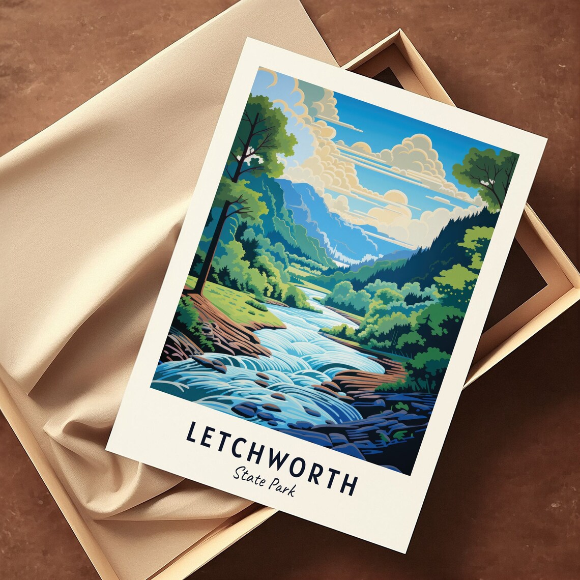 Letchworth State Park New York River Gorge Waterfalls Forest Poster - Image 3