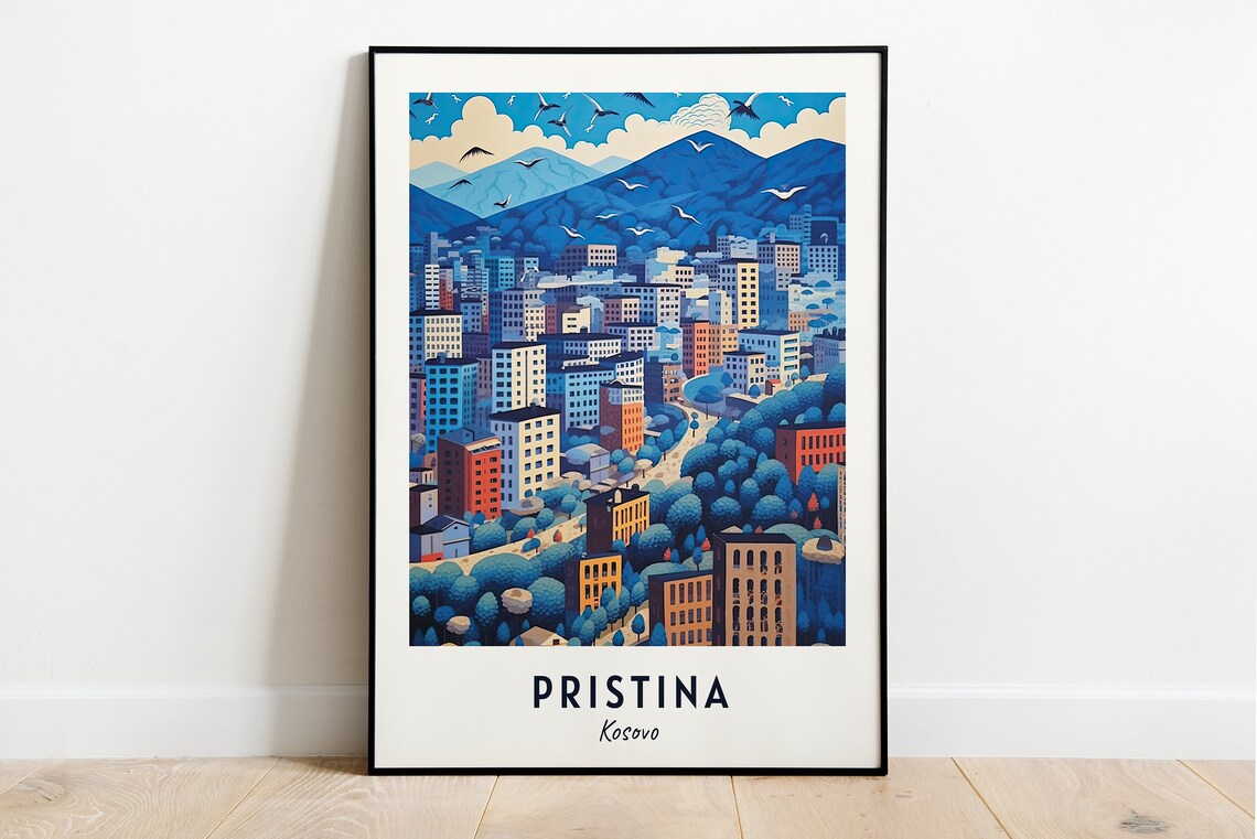 National Library Of Kosovo Travel Poster, Pristina