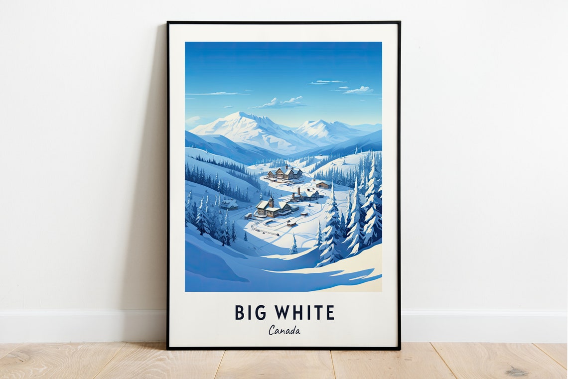 Big White Canada Forest Lodges and Snowy Mountain Peaks Poster