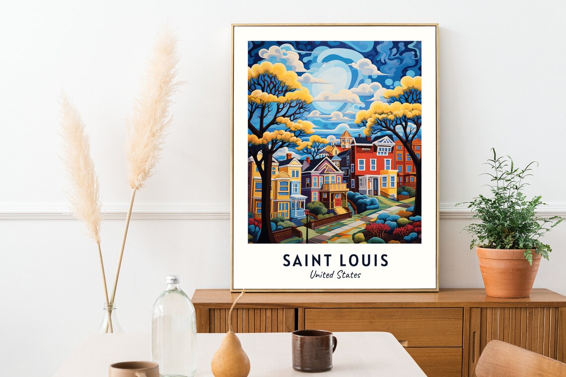 Saint Louis Street Of Colorful Homes With Golden Trees Poster - Image 2