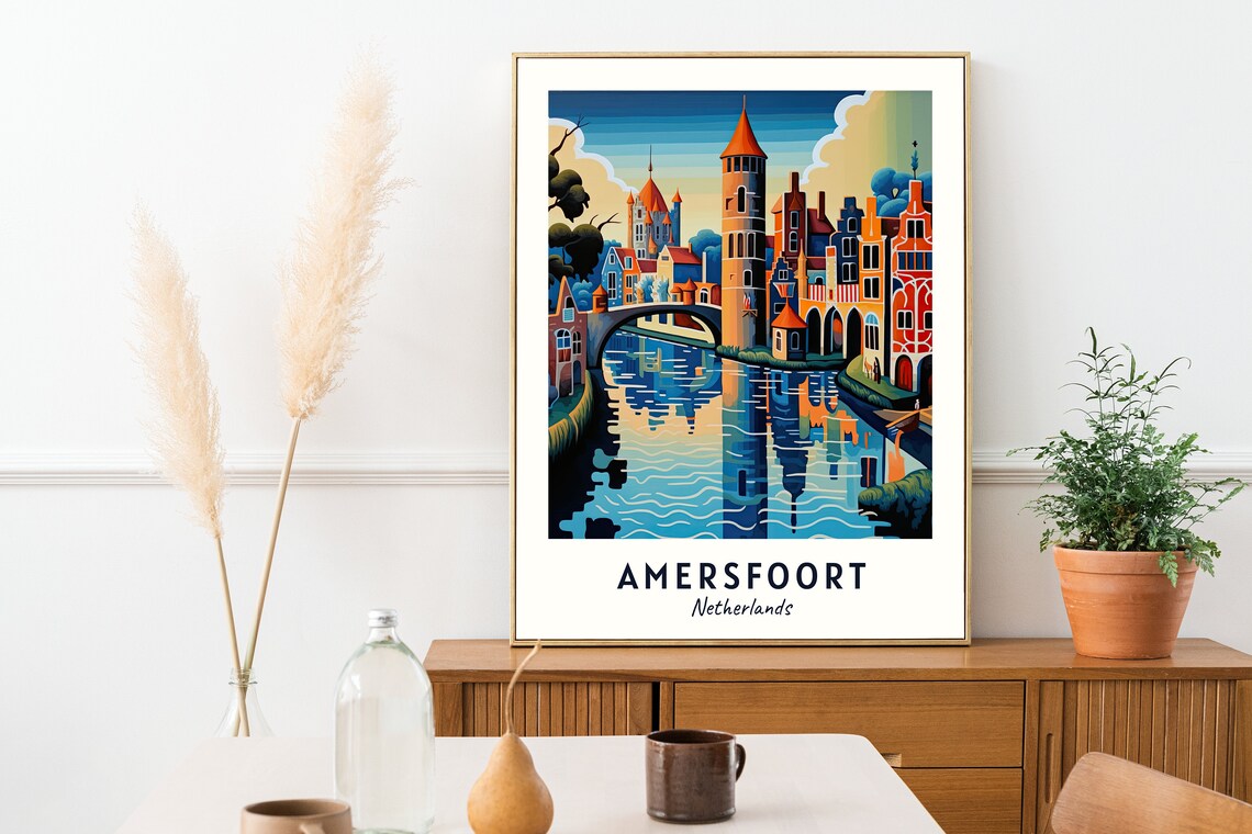 Amersfoort Netherlands Canal Tower Koppelpoort Travel Poster - Image 2