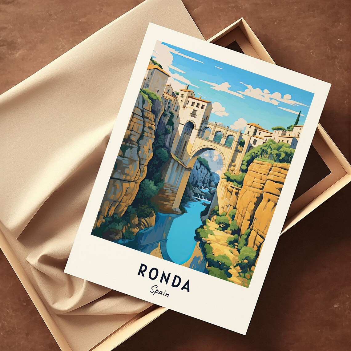 Ronda Spain Puente Nuevo Bridge Deep Gorge View Travel Poster - Image 3