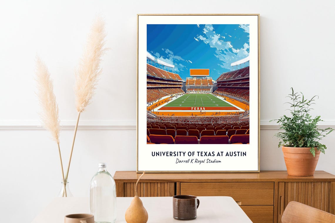 University of Texas Austin Darrell K Royal Stadium Longhorns Poster - Image 2