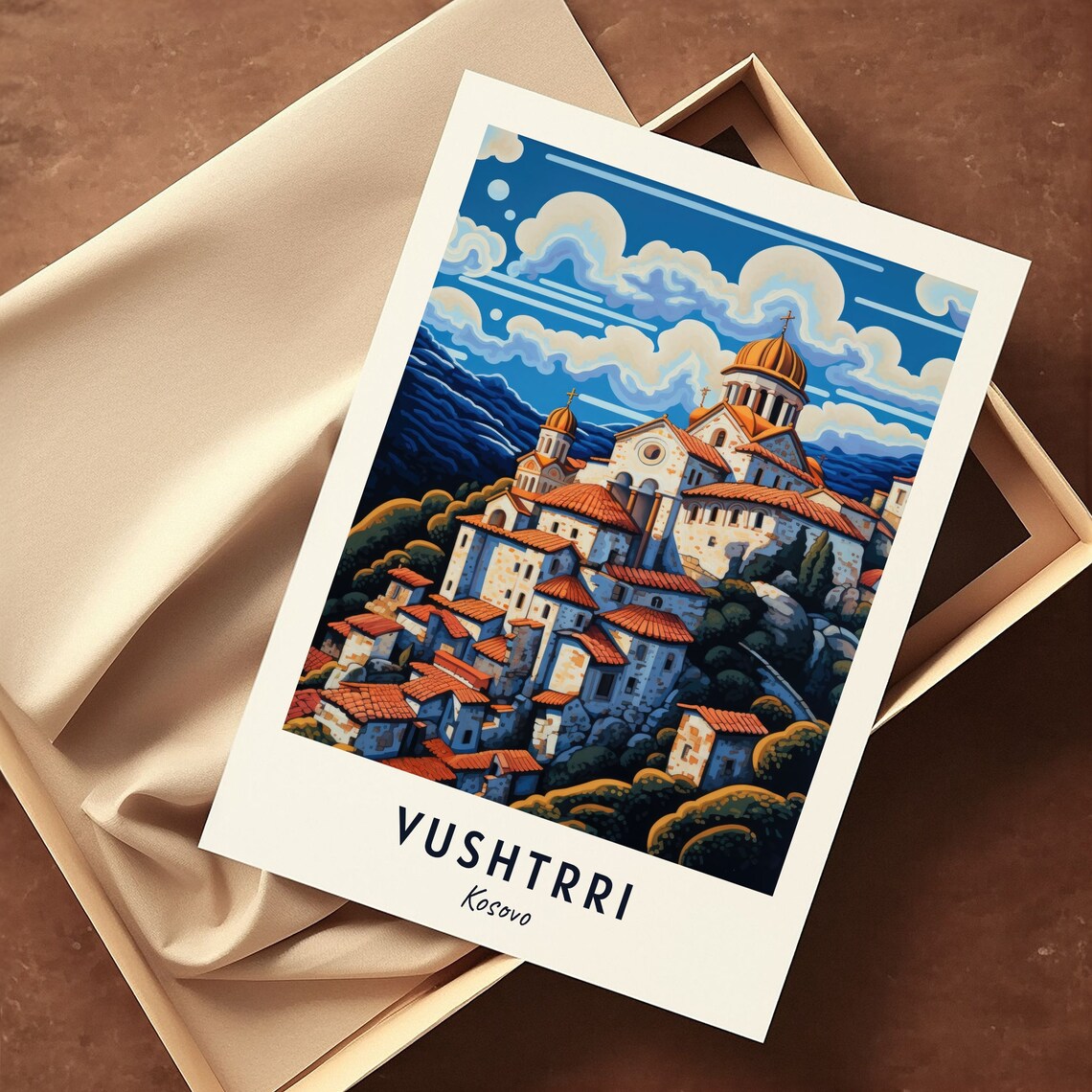 Vushtrri Kosovo Historic Hilltop Monastery With Golden Domes Poster - Image 3