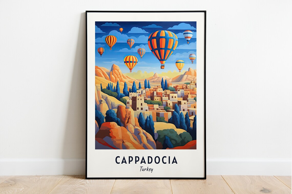 Cappadocia Turkey Hot Air Balloon Sunrise Valley Travel Poster