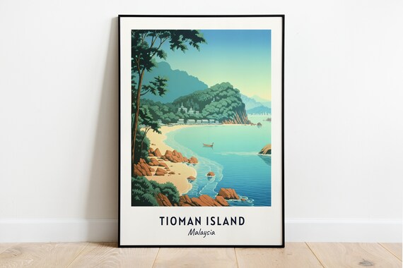 Tioman Island Malaysia Tropical Beach Rocky Cove Travel Poster