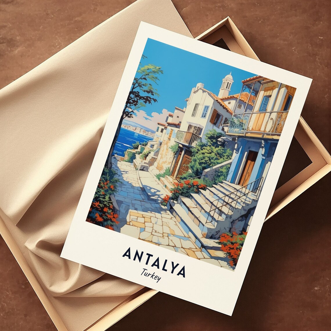 Antalya Kaleici Old Town Sea View Turkey Heritage Travel Poster - Image 3