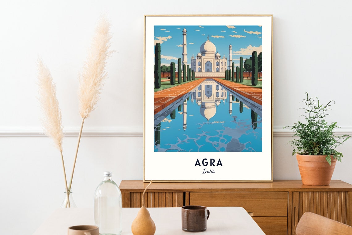 Taj Mahal Perfect Reflection Long Pool Agra India Travel Poster - Image 2