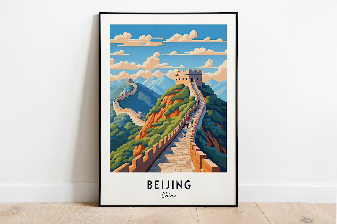 Great Wall Of China Travel Poster, Beijing City Print