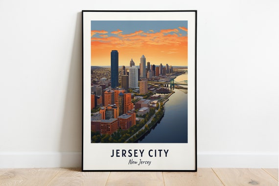 Jersey City City Print Jersey City Travel Poster New Jersey Travel Gift Jersey City New Jersey Poster Jersey City Gift