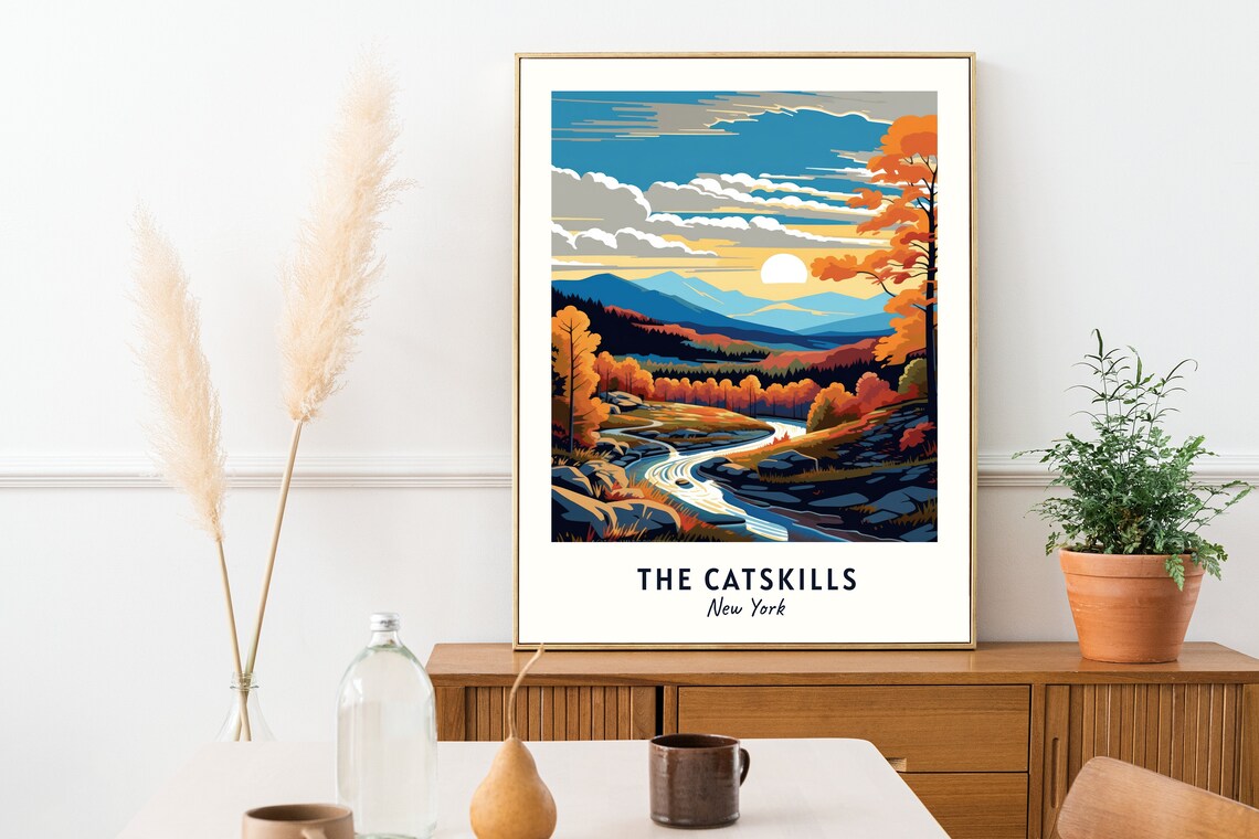 The Catskills New York River Valley Autumn Sunset Hills Art Poster - Image 2