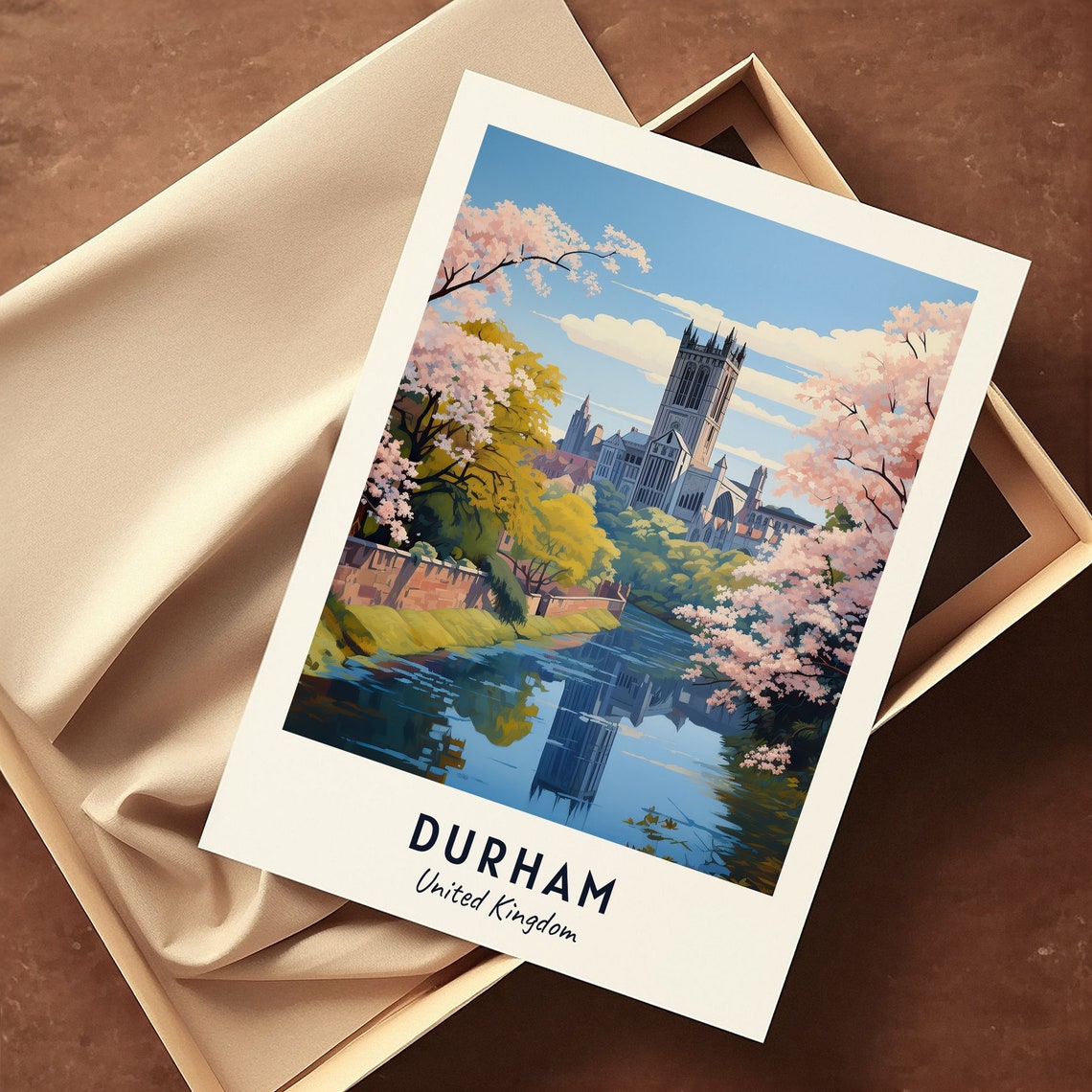 Durham England Cathedral River Blossom Spring Heritage Travel Poster - Image 3