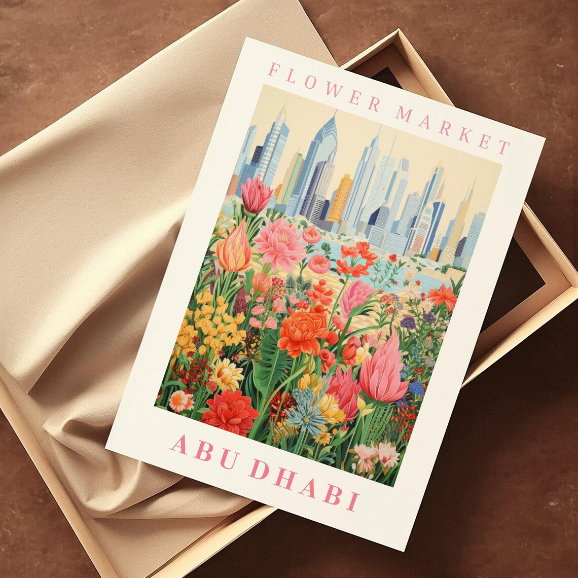Abu Dhabi Flower Market Poster with Corniche Towers Tulip Garden Art - Image 2