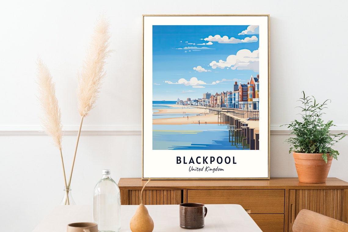 Blackpool United Kingdom Travel Print Wall Art Blackpool United Kingdom City Print Blackpool United Kingdom Travel Gift Blackpool - Image 2