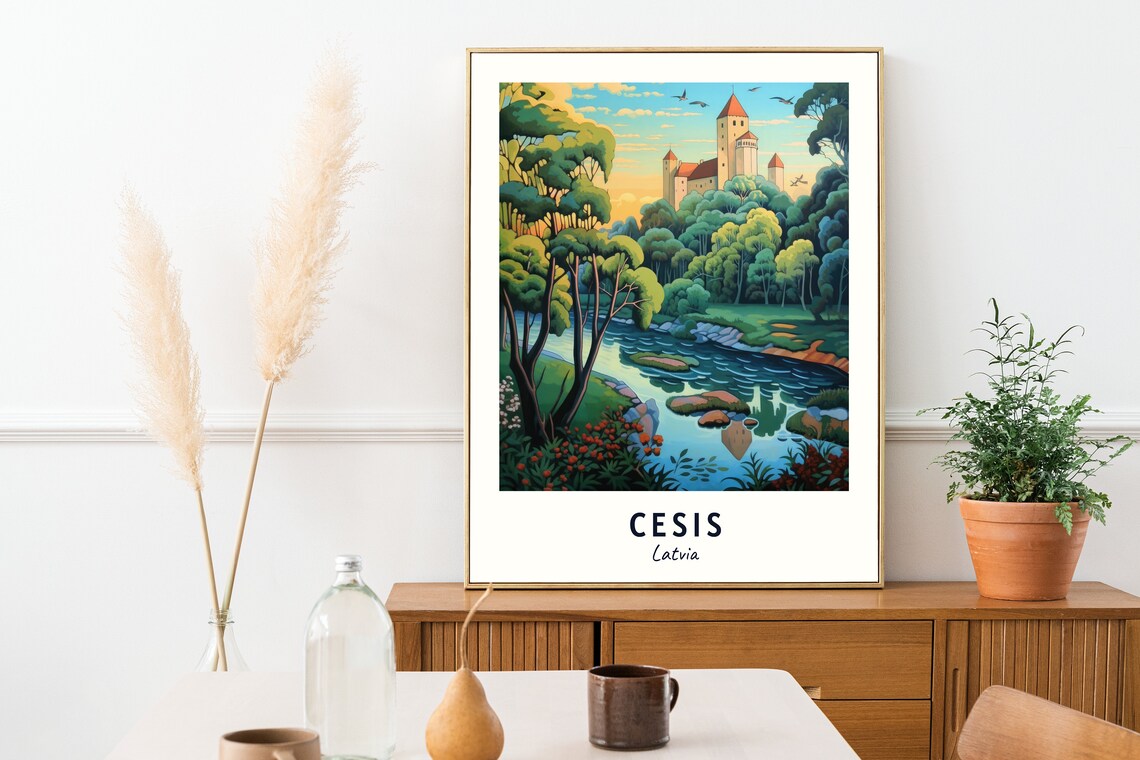 Cesis Castle Travel Poster, Cesis Latvia City Print - Image 2