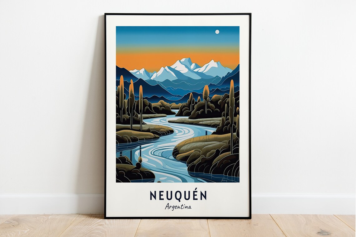 Lanin National Park Sunset River Neuquen Argentina Travel Poster
