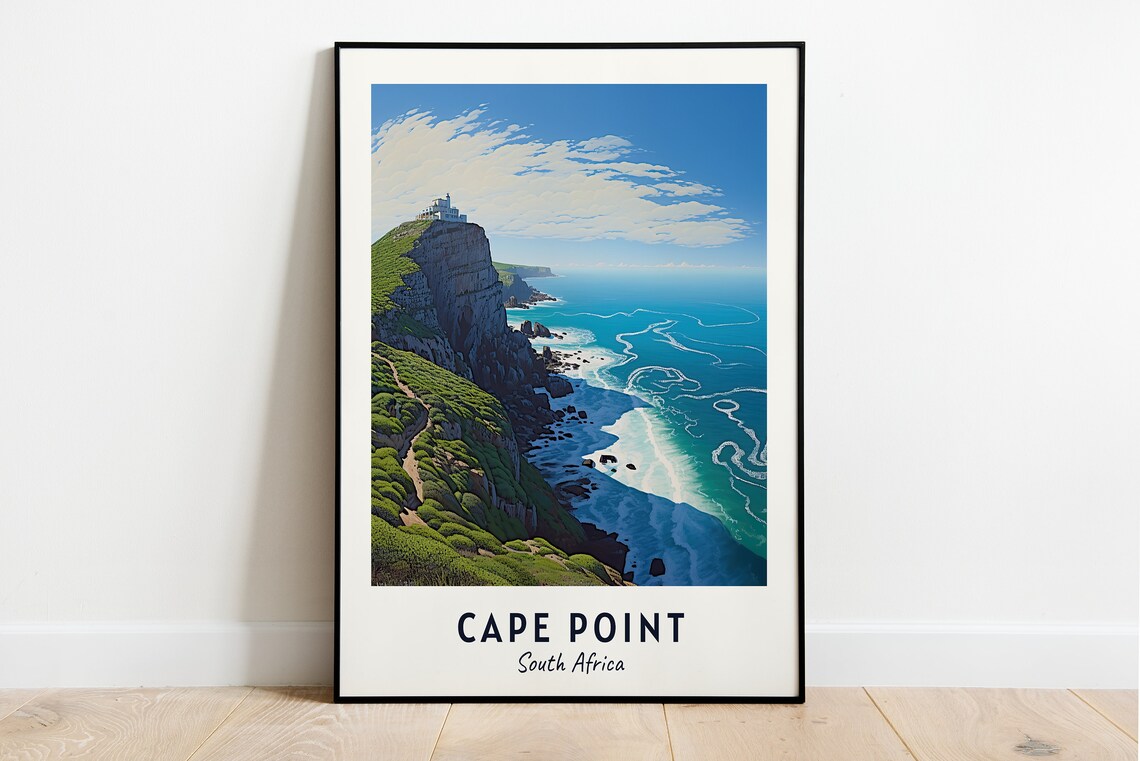 Cape Point South Africa Cliff Lighthouse Ocean Coastal Travel Poster