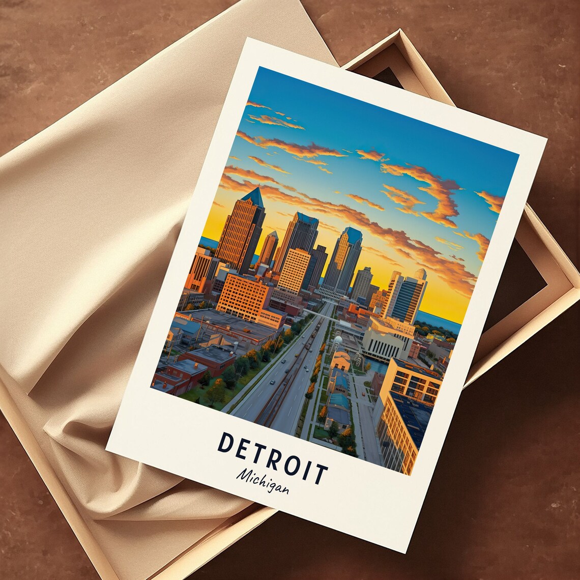 Detroit Michigan Travel Poster, City Print - Image 3