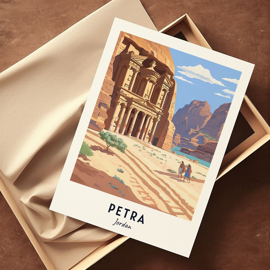 The Rose-Red Treasury Facade of Ancient Petra Jordan Travel Poster - Image 3