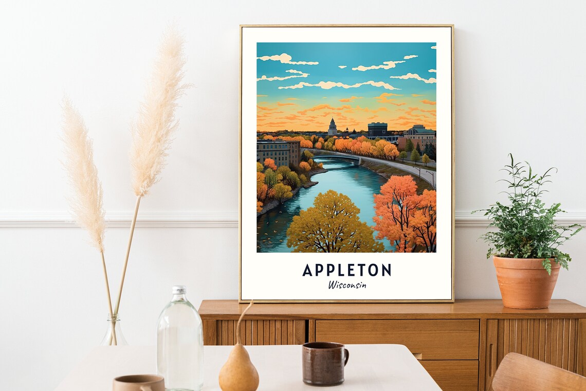 Appleton City Travel Poster, Wisconsin Wall Art - Image 2