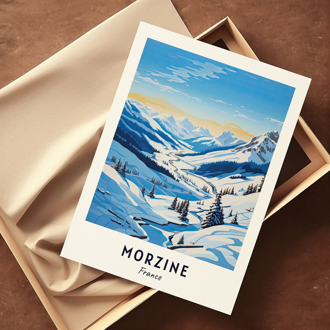 Morzine France Snow Covered Alpine Valley And Mountain Road Poster - Image 3