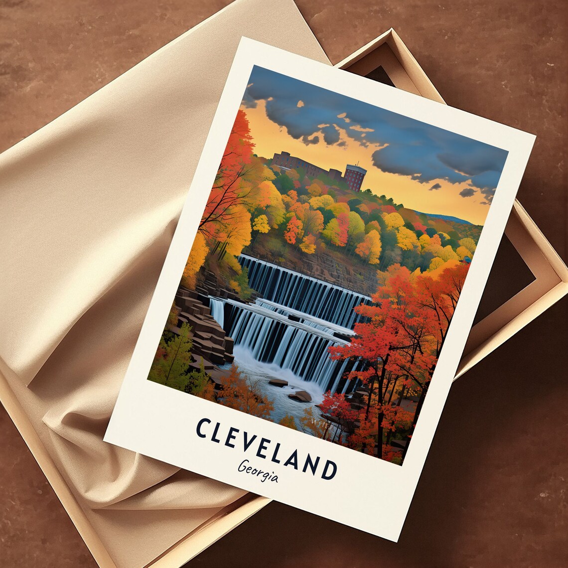 Cleveland Georgia Waterfall Autumn Foliage Fall Colors Travel Poster - Image 3