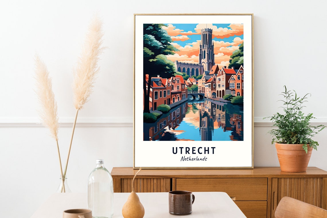 Utrecht Netherlands Dom Tower Canal Sunset Reflection Travel Poster - Image 2