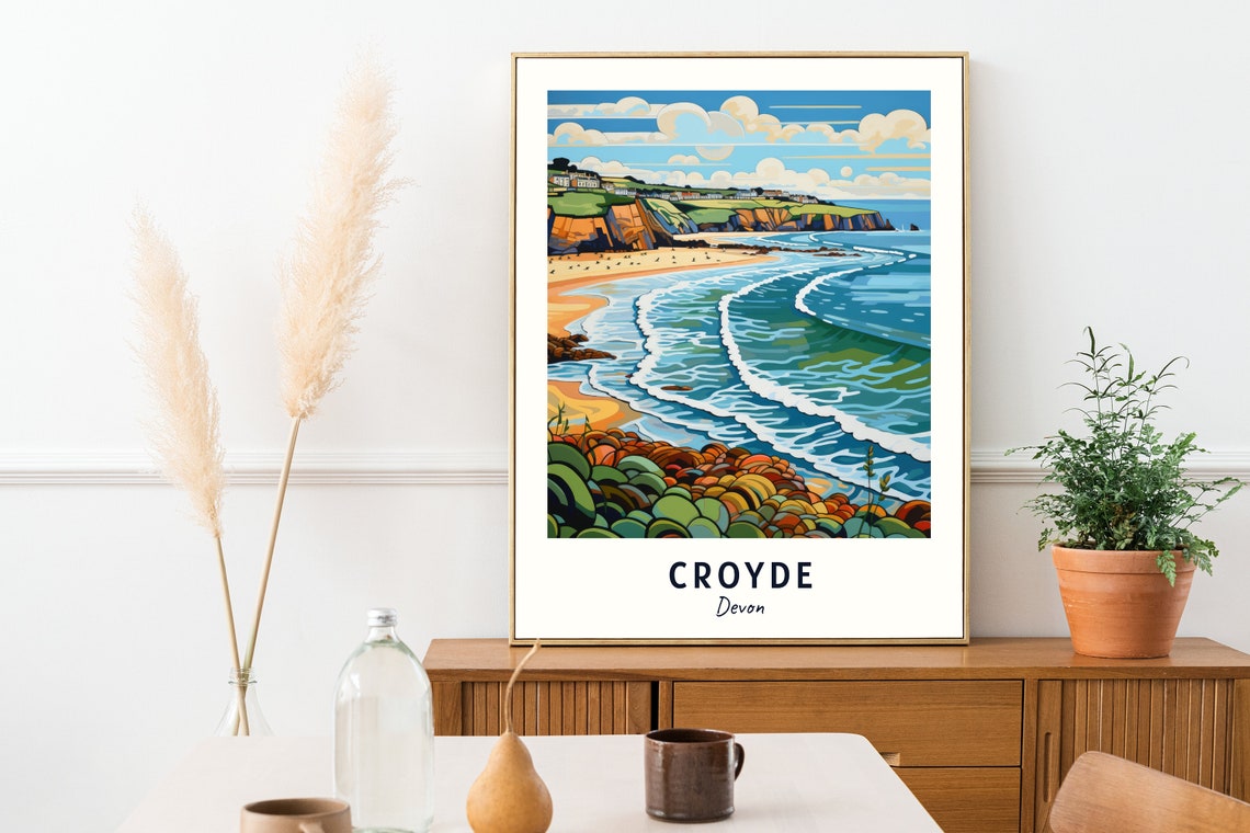 Croyde Devon Rolling Waves Sandy Beach Surf Paradise Scene Poster - Image 2