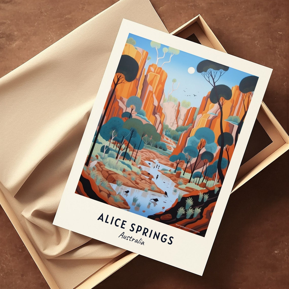 Alice Springs Australia Red Canyon Gorge River Travel Poster - Image 3