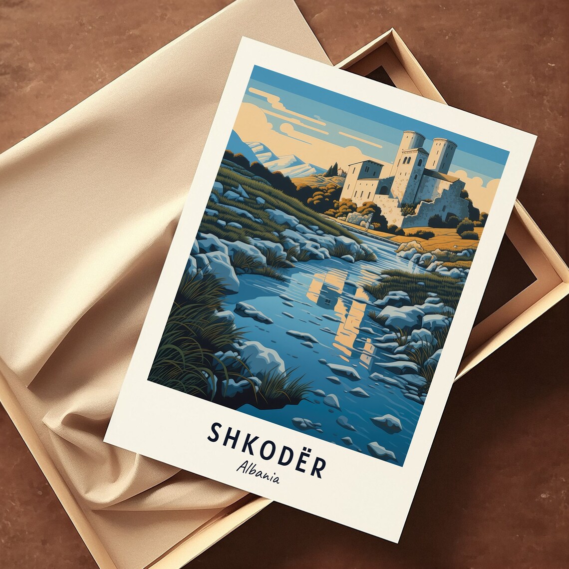 Shkodr Albania Travel Poster, City Wall Art Print - Image 3